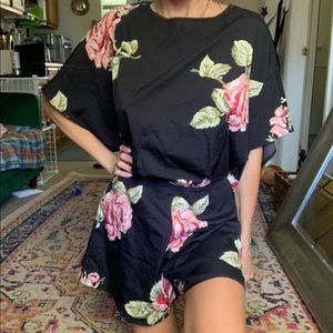 Kimono style silky romper